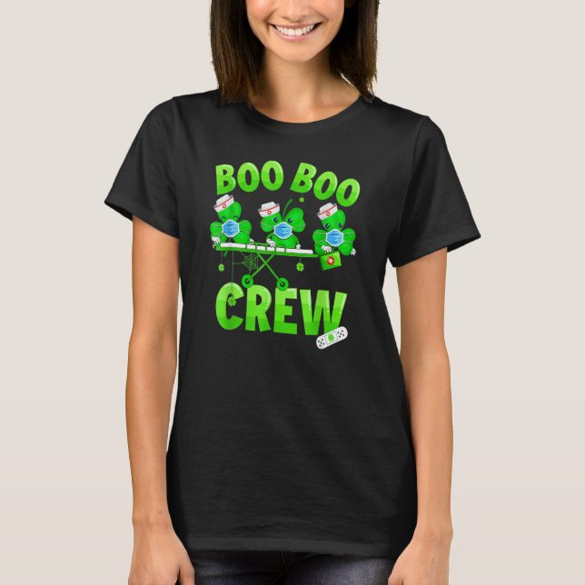 Boo Boo Crew Nurse St Patrick S Day Shamrock Face  T-Shirt (Front)