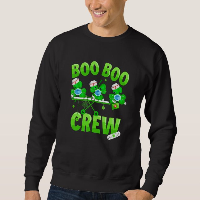 Boo Boo Crew Nurse St Patrick's Day Shamrock Face  Sweatshirt (Front)