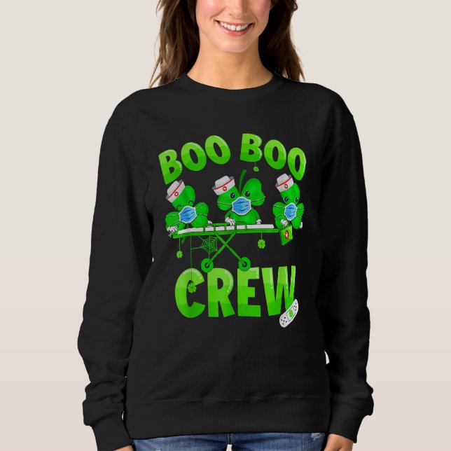 Boo Boo Crew Nurse St Patrick's Day Shamrock Face  Sweatshirt (Front)