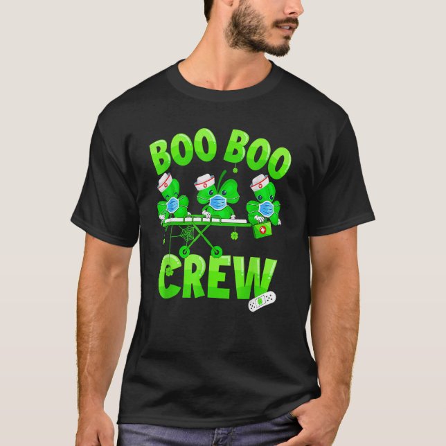 Boo Boo Crew Nurse St Patrick's Day Shamrock Face  T-Shirt (Front)