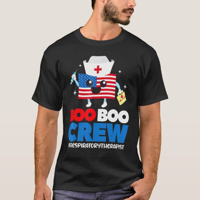 Boo Boo Crew Respiratory Therapist  Rt Usa Flag 4t T-Shirt (Front)