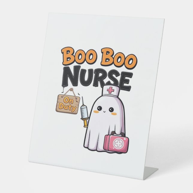 Boo Boo Nurse On Duty Classic T-Shirt Pedestal Sign (Front)