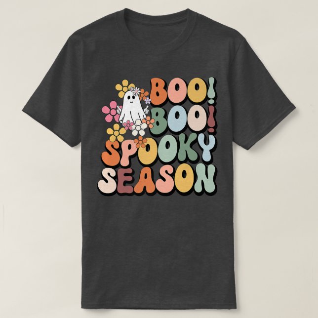 Boo Boo Spooky SeasonGroovy Hippie Halloween 245 T-Shirt (Design Front)