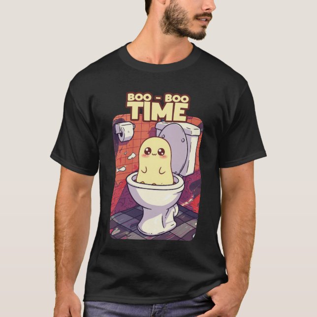 Boo-Boo Time – Funny Ghost Toilet Design T-Shirt (Front)