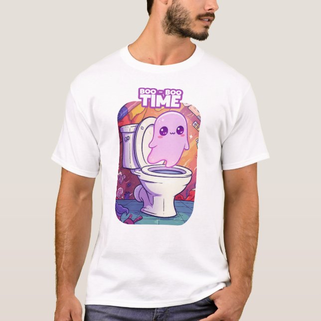 Boo-Boo Time – Funny Ghost Toilet Design T-Shirt (Front)