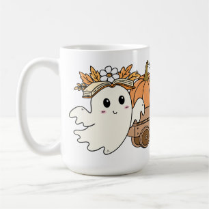 Boo & Books Adorable Ghost Reading Fall Design Coffee Mug