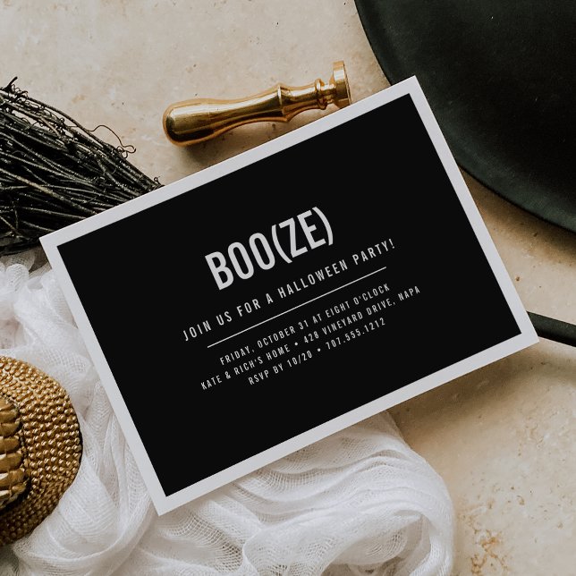Boo & Booze Modern Halloween Party Invitation (Creator Uploaded)