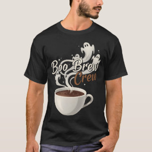Boo Brew Crew Halloween Ghost Coffee T-Shirt for S