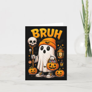 Boo Bruh Ghost Halloween Cute Ghost Trick Or Treat Card
