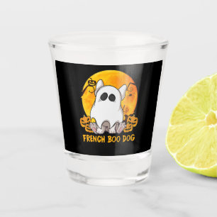 Boo Bulldog with Pumpkin Spider and Moon Shot Glass
