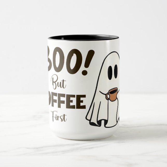 Boo! But Coffee first - Happy halloween  Mug (Center)