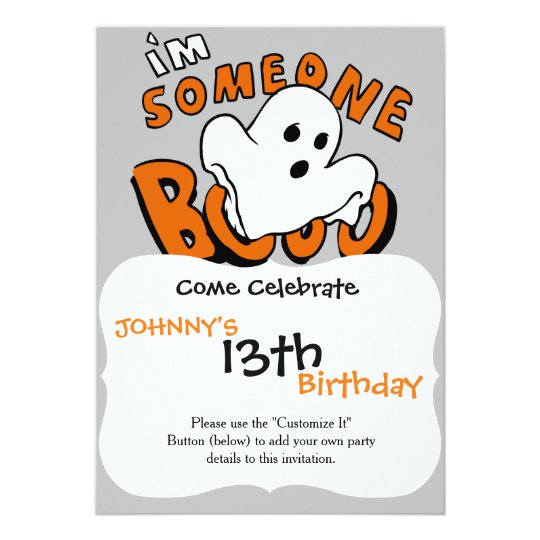 Boo - cartoon ghost - baby ghost - funny ghost card