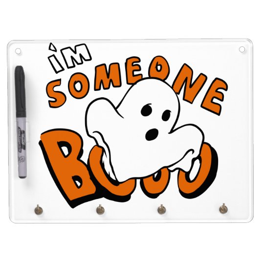 Boo - cartoon ghost - baby ghost - funny ghost dry erase board with key ring holder