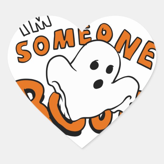 Boo - cartoon ghost - baby ghost - funny ghost heart sticker