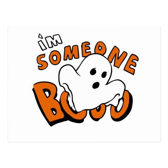 Boo - cartoon ghost - baby ghost - funny ghost postcard