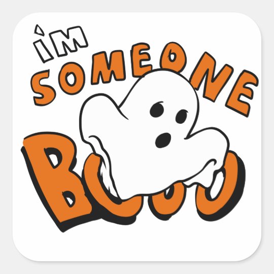 Boo - cartoon ghost - baby ghost - funny ghost square sticker