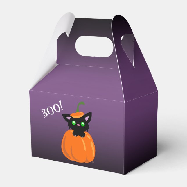 BOO! Cat in a Pumpkin Halloween Favour Box (Front Side)