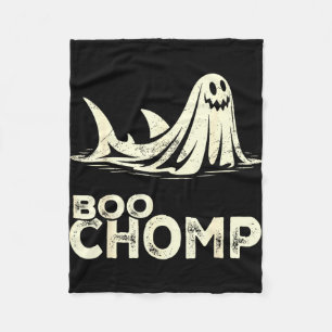 Boo chomp – funny ghost shark halloween retro fleece blanket