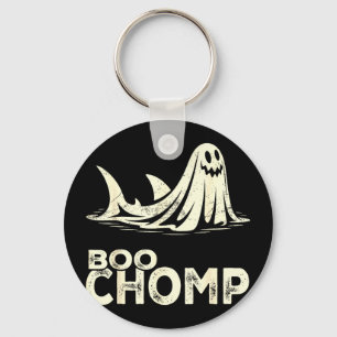 Boo chomp – funny ghost shark halloween retro  key ring