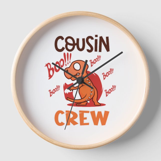 Boo Cousin Crew Halloween Dinosaur Spooky Costume Clock (Front)