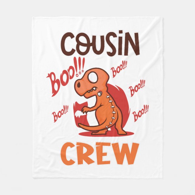 Boo Cousin Crew Halloween Dinosaur Spooky Costume Fleece Blanket (Front)