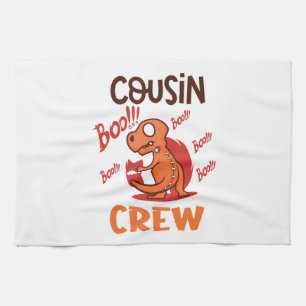Boo Cousin Crew Halloween Dinosaur Spooky Costume Tea Towel