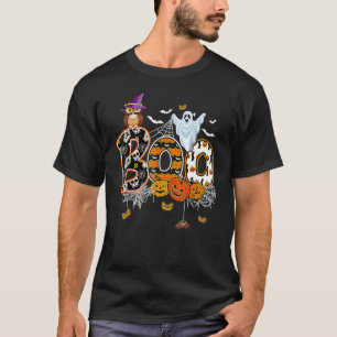 Boo Creepy Owl Pumpkin Ghost Halloween Costume T-Shirt