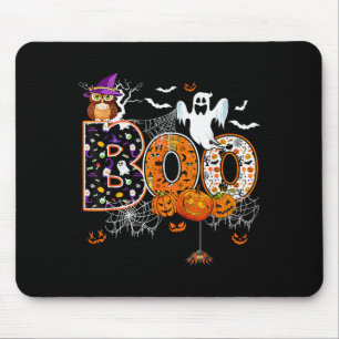 Boo Creepy Owl Pumpkin Ghost Halloween Men Women K Mouse Pad