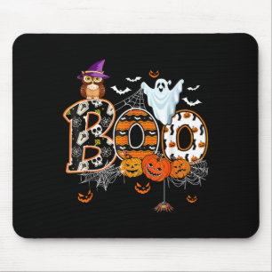 Boo Creepy Owl Pumpkin Ghost Halloween Men Women K Mouse Pad