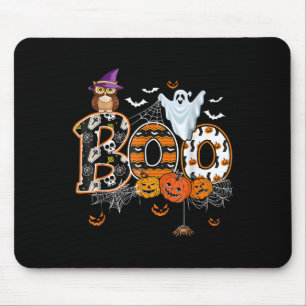 Boo Creepy Owl Pumpkin Ghost Halloween Men Women K Mouse Pad