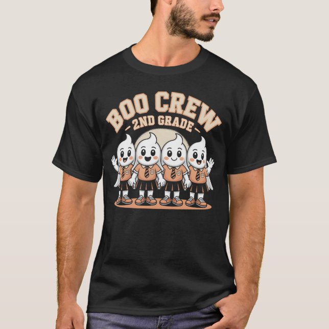 Boo Crew 2nd Grade Cute Halloween Ghosts T-Shirt (Front)