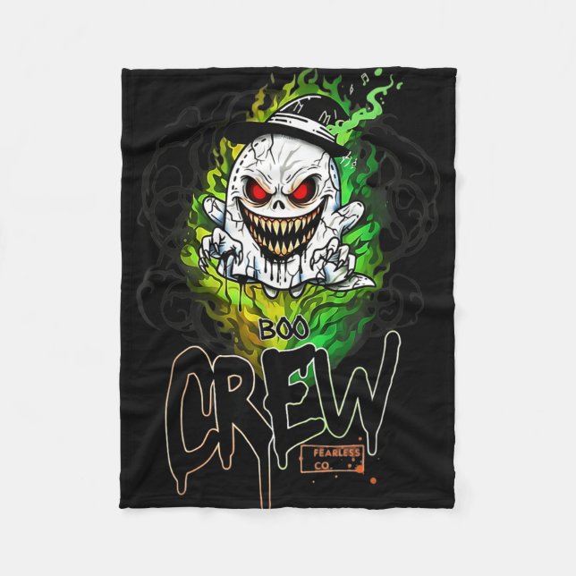 Boo crew black ghost halloween ghost ghost apparel fleece blanket (Front)