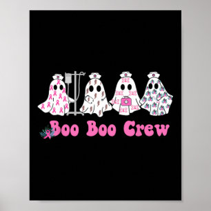 Boo Crew Breast Cancer Ghost Nurse Halloween  Poster