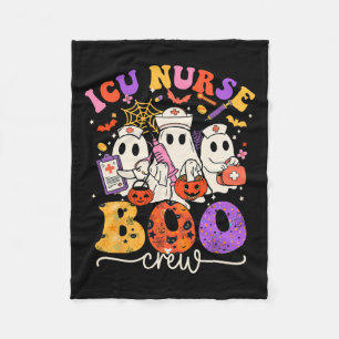 Boo Crew Costume Funny Nurse Ghost Halloween Fleece Blanket