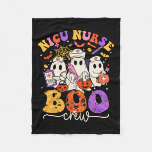 Boo Crew Costume Funny Nurse Ghost Halloween Fleece Blanket