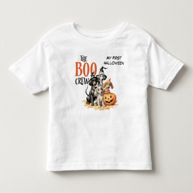 Boo Crew Cute Dogs Kids Halloween Toddler T-Shirt (Front)