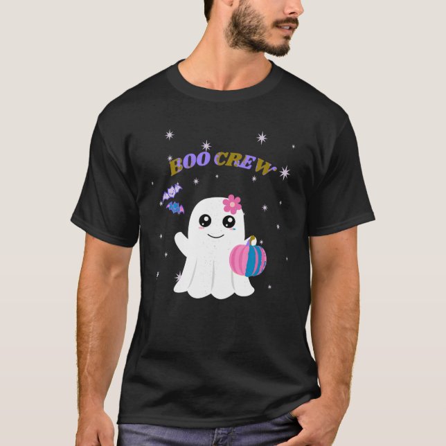 BOO CREW cute funny Halloween girl ghost with pump T-Shirt (Front)