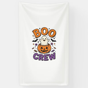 Boo Crew Cute Ghost Pumpkin Halloween Shirt Design Banner