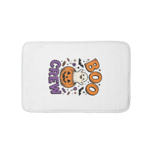 Boo Crew Cute Ghost Pumpkin Halloween Shirt Design Bath Mat