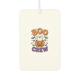 Boo Crew Cute Ghost Pumpkin Halloween Shirt Design Car Air Freshener