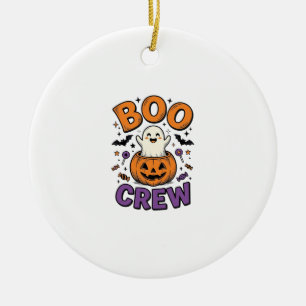 Boo Crew Cute Ghost Pumpkin Halloween Shirt Design Ceramic Ornament