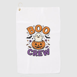 Boo Crew Cute Ghost Pumpkin Halloween Shirt Design Golf Towel