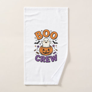 Boo Crew Cute Ghost Pumpkin Halloween Shirt Design Hand Towel