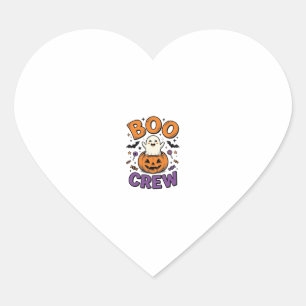 Boo Crew Cute Ghost Pumpkin Halloween Shirt Design Heart Sticker