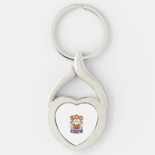 Boo Crew Cute Ghost Pumpkin Halloween Shirt Design Key Ring