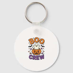 Boo Crew Cute Ghost Pumpkin Halloween Shirt Design Key Ring