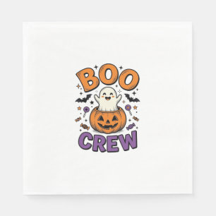 Boo Crew Cute Ghost Pumpkin Halloween Shirt Design Napkin