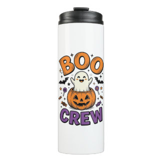Boo Crew Cute Ghost Pumpkin Halloween Shirt Design Thermal Tumbler