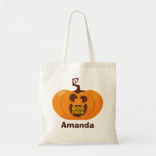 Boo Crew Cute Halloween Funny Orange Pumpkin Tote Bag