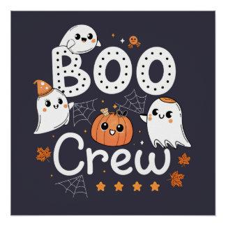 Boo Crew Cute Halloween Ghosts and Pumpkin Poster